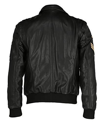 Men's Leather Flight Bomber Jacket Air Force A2 Aviator Pilot Black Jacket2