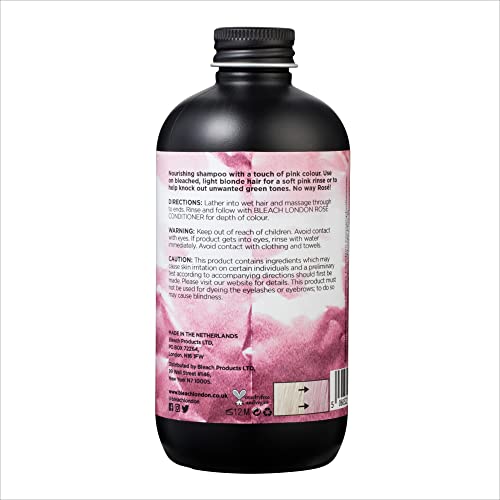 Bleach London Rose Shampoo - High Pigmented Soft Pink Rinse, Vegan, Cruelty Free, Color Protected Clean, Color Depositing Toning Formula, 8.45 Fl Oz #TOP1