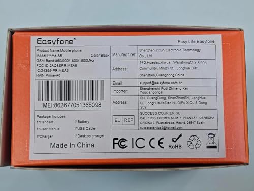 Easyfone Prime-A6 4G Teléfono Móvil para Personas Mayores con Teclas Grandes y botón SOS, Fácil de Usar Móviles para Ancianos con Base cargadora (4G LTE)