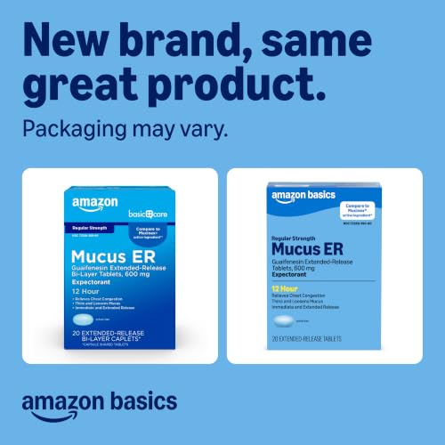 Amazon Basics Guaifenesin Cough and Mucus Relief Extended-Release Tablets, 600 mg, 12 Hour Expectorant, 20 Count (Previously Care) - image 2