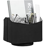 HofferRuffer Spinning Remote Control Holder, Remote Controller Holder, Remote Caddy, Media Storage Organizer, Spinning Remote Control Organizer, PU Leather (Black)