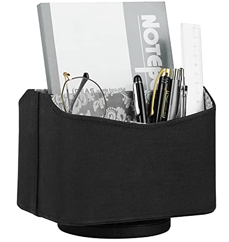 HofferRuffer Elegant Spinning Remote Control Holder, Remote Controller Holder, Remote Caddy, Media Storage Organizer, Spinning Remote Control Organizer, 7.3X 5.5 x 6 inches, Nice Black PU Leather