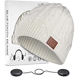 ZRUHIG Bluetooth Beanie, Wireless Beanie Headphones, Stylish Sleek Shape Bluetooth Hat, HD Stereo Sound, Built-in Mic, Tech Gifts for Men Women Friends Family Teens Boys Girls (White)