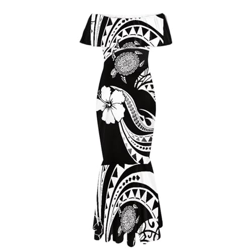 Image of Polynesian for Women S-7XL Off Shoulder Maxi Dress Hawaiian Summer Dresses