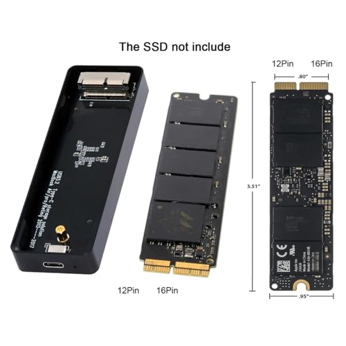 Caja externa USB-C para SSD Mac Air Pro 16+12 Pin miniatura 2