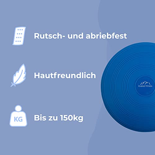 EVEREST FITNESS Balance Kissen - Luftkissen mit 33 cm Durchmesser - Ballsitzkissen zur Stärkung der Balance - Orthopädisches Sitzkissen zur Linderung von Rückenschmerzen, Balance Pad – dunkelblau