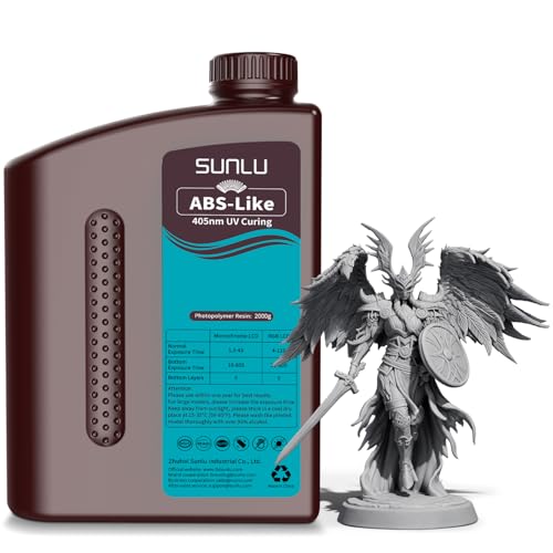 SUNLU Upgraded 2000G ABS Like Resin for 3D Printer 405nm UV-Curing Resin LCD/DLP/SLA 3D Printers 3D Printer Resin Fit Most Brand Grey 2kg