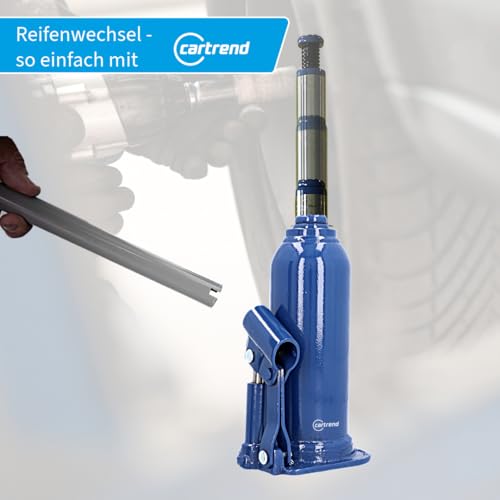 cartrend hydraulischer Wagenheber, Stockwagenheber, Stempel-Wagenheber, Tragkraft bis 2000 kg, gefertigt aus Qualitätsstahl