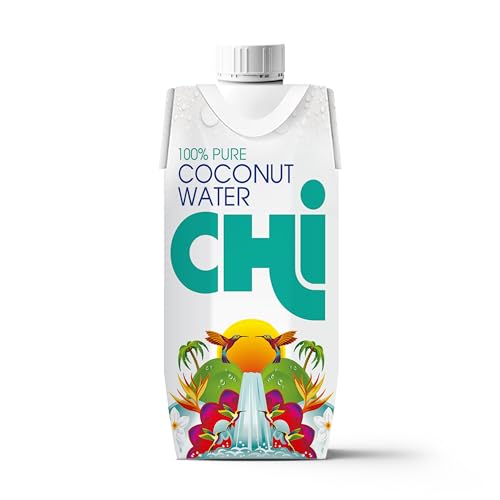 CHI 100% Pure Coconut Water - 330ml (Pack of 24) - Vegan, Fat, Gluten and Dairy free - Rehydrate and Revive!