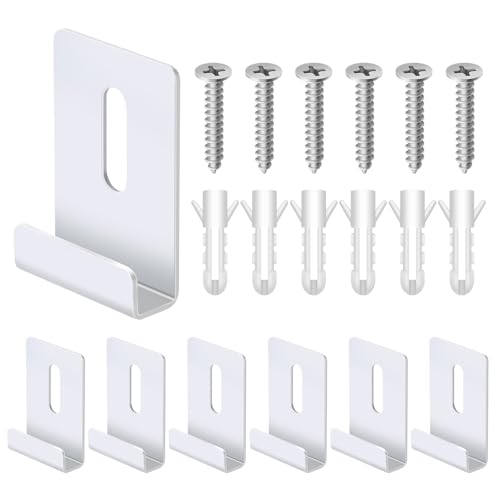 Glarks 18pcs 7.2mm large Canal miroir Clip Clip Kit, 304 acier inoxydable grand poids lourd clip de fixation avec vis miroir clip, clip de monture métallique pour monture murale sans cadre miroir clip