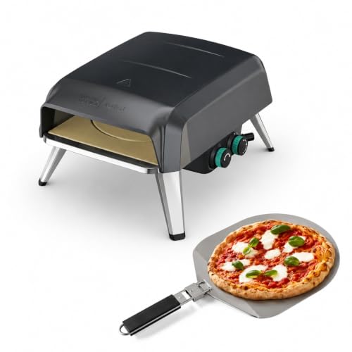Jamie Oliver by Tefal Pizzaofen mit drehbarem Pizzastein, Pizzaofen für Zuhause, Gas-Pizzaofen, 360° drehbarer Stein, kompaktes Design, inkl. Pizzaschaufel, JM4168D0