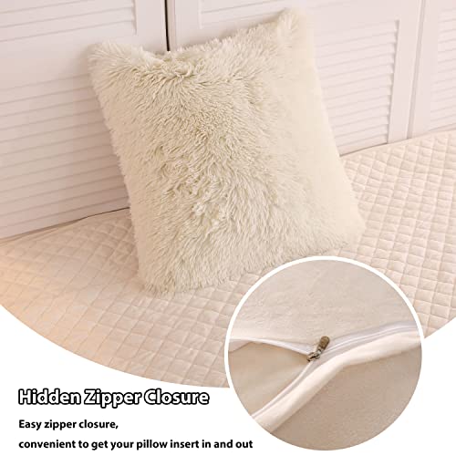 LIFEREVO 2 Pack Cream Fluffy Faux Fur Pillow Shams,18 x 18 Inches Throw Pillow Covers,Luxury Decorative Furry Pillowcases Cushion Cover for Christmas,Zipper Closure(No Pillow Insert), Light Beige - Cosy Home Interiors LIFEREVO 2 Pack Cream Fluffy Faux Fur Pillow Shams,18 x 18 Inches Throw Pillow Covers,Luxury Decorative Furry Pillowcases Cushion Cover for Christmas,Zipper Closure(No Pillow Insert), Light Beige - Image 5