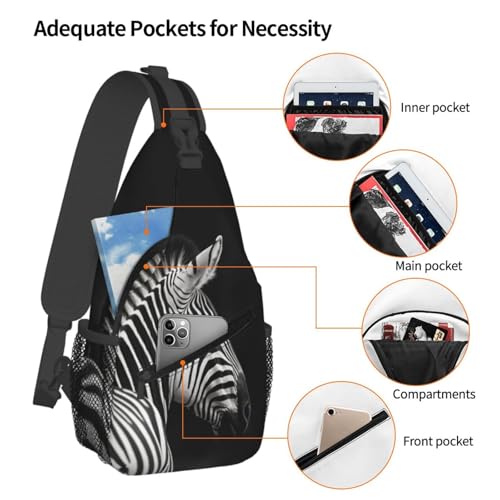 Bolso cruzado cebra negro y blanco para hombre y mujer miniatura 4