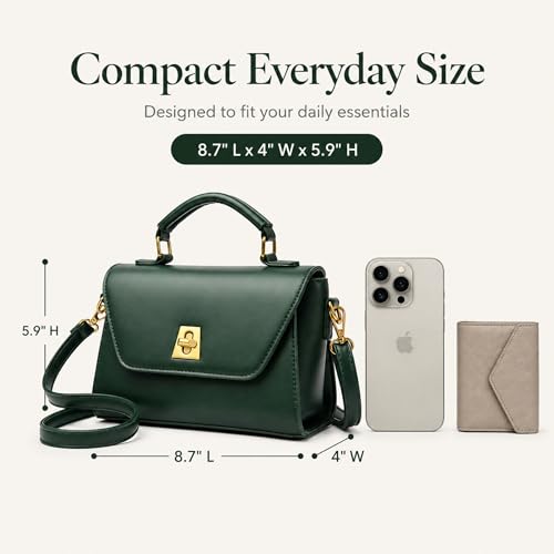 Image of Crossbody Bag for Women Shoulder Handbag PU Leather Satchel Purse with Top Handle Gold Turn Lock Adjustable Strap