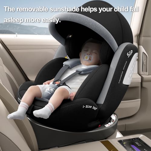 Heekin 360 Spin Baby car seat with ISOFIX for Child 40-150 cm(0-36kg),0-12 Years,Group 0+/1/2/3,Rear Facing with 5 Recline Positions, with a Sunshade, R129 Certification(Black) - Image 6