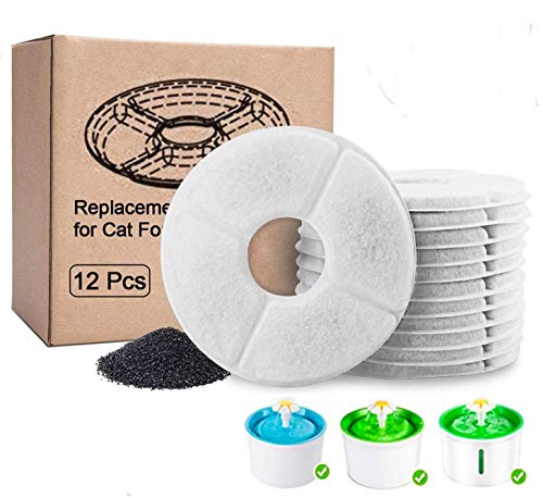 Hellosam Pet Fountain Filter Replacement - 12 Packs, Pet Water Fountain Filter, Pet Fountain Automatic Water Dispenser Filters Activated Carbon Drinking Water Fountain Filters Replacement (12PCS)