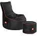 Produktbild GAMEWAREZ Crimson Hurricane 2.0 Bundle  Set aus Gaming-Hocker und Gaming-Sitzsack, mit Seitentasche & Headset-Halter, Kunstleder, schwarz-rot