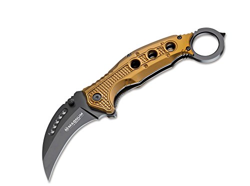 Couteau de poche Magnum Black Scorpion pliant beige pour outdoor et bushcraft