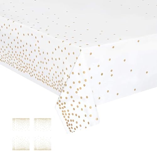 Image of NIWIN 2 Pack Rose Gold Tablecloth Plastic Party Table Cloth Rectangle Disposable Table Cover for Various Parties Birthday Decoration, 72 inch x 53 inch