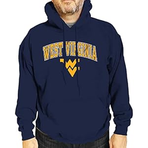 Campus Colors Adult Arch & Logo Soft Style Gameday Hooded Sweatshirt (West Virginia Mountaineers – Blue, Large)