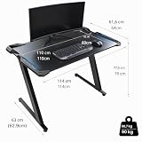 EUREKA ERGONOMIC Bureau Gaming LED Bureau Gamer 114 x 64 CM...