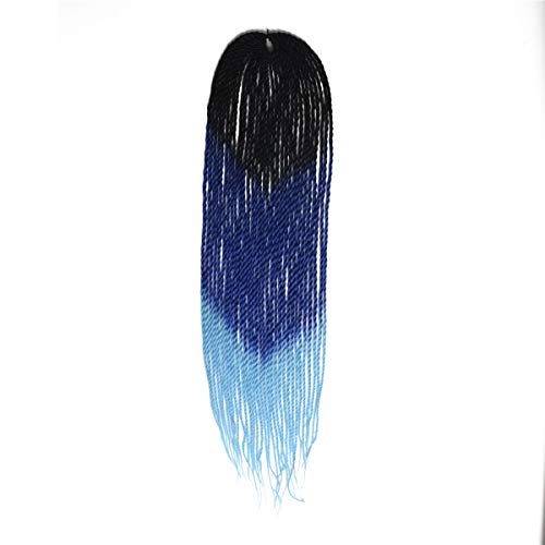 Leyoo 24" Crochet Senegalese Twist (30 Roots/Pack) Thin Senegalese Twist Crochet Braids Ombre Hair Extension For Girls (Black/blue/L-blue)
