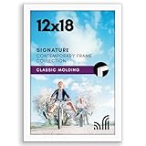 Americanflat 12x18 Poster Frame with Shatter-Resistant Glass - Signature Collection - Gallery-Style Frames Made of Engineered Wood - Photo Frame for Wall Display - White