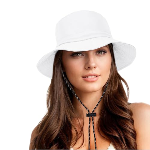 Durio Regenhut Damen Wasserdicht Fischerhut Damen Herren Anglerhut Bucket Hat Sonnenhut Faltbar Tragbar Outdoor Sommerhut Weiß