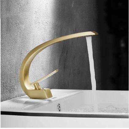 Mitigeur lavabo brossé doré anti-trace pour vasque de salle de bain