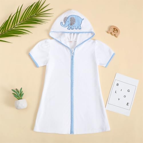 Image of Baby Girls Boys Terry Cloth Swim Cover Up Zip Up Hooded Bathing Suit Coverup Wraps Kid Summer Pool Beach Swimsuit