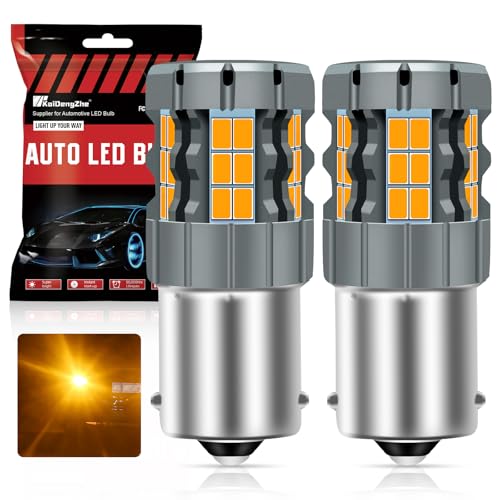 KaiDengZhe 1156 LED Turn Signal Light Bulb, CANBUS Error Free 400% Bright 3000LM, 12V-30V Anti Hyper Flash BA15S P21W LED Bulb Amber Yellow Replacement for Front and Rear Position Light, 2PCS