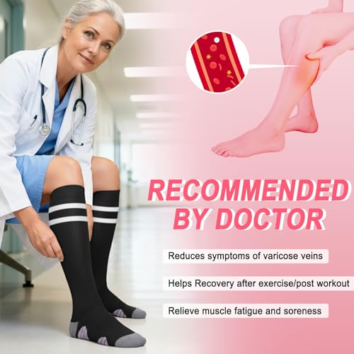 Image of Iseasoo 4 Pairs Compression Socks for Women Circulation-Best Support for Nurses,Running,Athletic,Travel