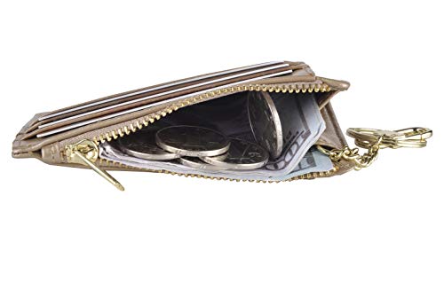 woogwin Slim RFID Credit Card Holder for Women Mini Front Pocket Wallet Purse With Keychain (OilGold) - Thumbnail 6