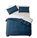 HeimenAogo Egyptian Cotton Duvet Cover Set Queen, Ultra Soft and Breathable Comforter Cover with Zipper Closure, High Thread Count Long Staple Cotton Blanket Cover 3pcs Ensign Blue