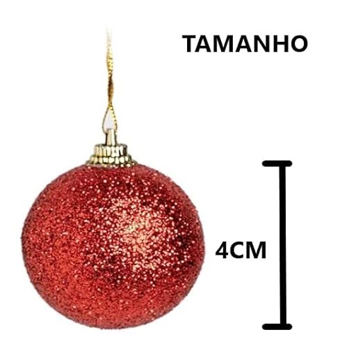 Kit Bola De Natal Enfeite Luxo Glitter Decoração De Natal - Diversas Cores Árvores Guirlandas (4CM,