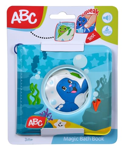 Simba 104010065 - ABC Magisches Badebuch, Bilder mit Farbwechsel, Seehundanhänger mit Quietscher, 8 Seiten, 13x13cm, ab 3 Monate