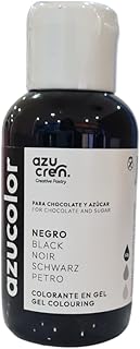 Azucren - AZUCOLOR - Colorante Alimentario en Gel - Colorantes Concentrados para Repostería, Decoración, Glaseado, Macarons, Galletas, Caramelos, Azúcar y Chocolate - 50 Gr (Negro)