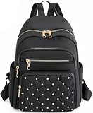 Farcauo Small Backpack for Women Mini Travel Backpack Purse PU Leather Small Purses Cute Lightweight Back Pack Black Trendy Studded Bag