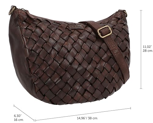 Gusti Leder damska torba na ramię Clover - damska torebka ze skóry wołowej w stylu vintage - Retro pleciona skórzana torba na ramię