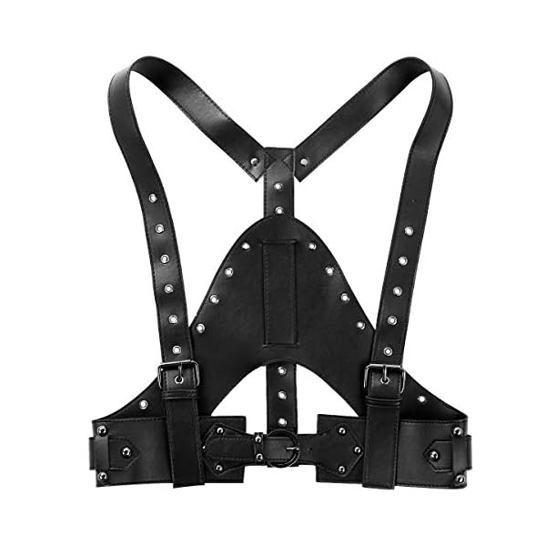 inhzoy Unisex Harness Gürtel Leder Offen BH Top Punk Gothic Brust Harness Körper Gürtel Taillengurt mit Schnallen – Bild 8