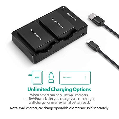 LP-E8 Replacement Battery RAVPower LP E8 (2-Pack) 2000mAh Camera Batteries and Dual USB Charger Kit for Canon EOS Rebel T2i, T3i, T4i, T5i, EOS 550D, EOS 600D, EOS 650D, EOS 700D DSLR Digital Cameras