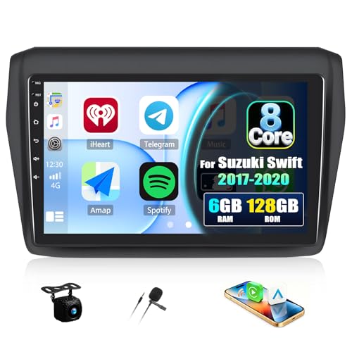 6+128G 8 Core Android 15 Car Stereo for Suzuki Swift 2017-2020 with Wireless CarPlay Android Auto, 9'' Touchscreen with WiFi GPS Mirror Link Bluetooth FM RDS DSP EQ SWC Backup Camera
