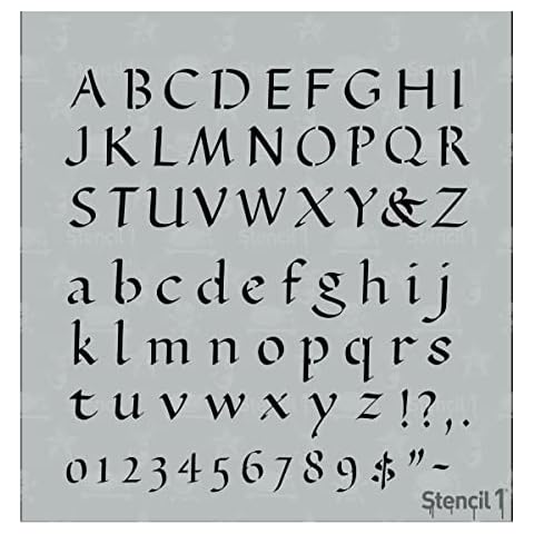Stencil1 Letter Stencils 1/2" - Old English Calligraphy Letters & Numbers - Mylar Uppercase and Lowercase Alphabet for Hand Painting, Drawing & Cutting - Perfect for Lettering on Wood, Vinyl & More Cover