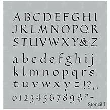 Stencil1 Calligraphy Letter Stencils 1/2" - Letters & Numbers - Mylar Uppercase and Lowercase Alphabet for Hand Painting, Drawing & Cutting - Perfect for Lettering on Wood, Vinyl & More