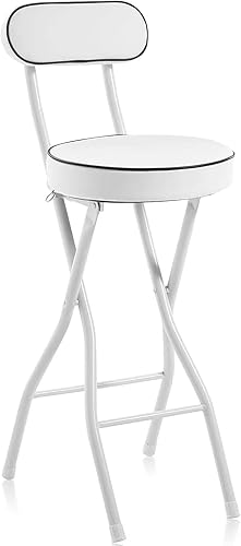 Taburete de bar plegable con respaldo, silla plegable alta de cuero, silla plegable de altura de mostrador, taburetes plegables para adultos,