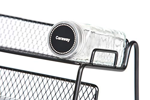 3 Tier Cabinet Spice Rack Organizer with 21 Empty Glass Spice Jars (4oz), 224 Spice Labels, Chalk Marker and Funnel Set, for Pantry, Cupboard or Countertop