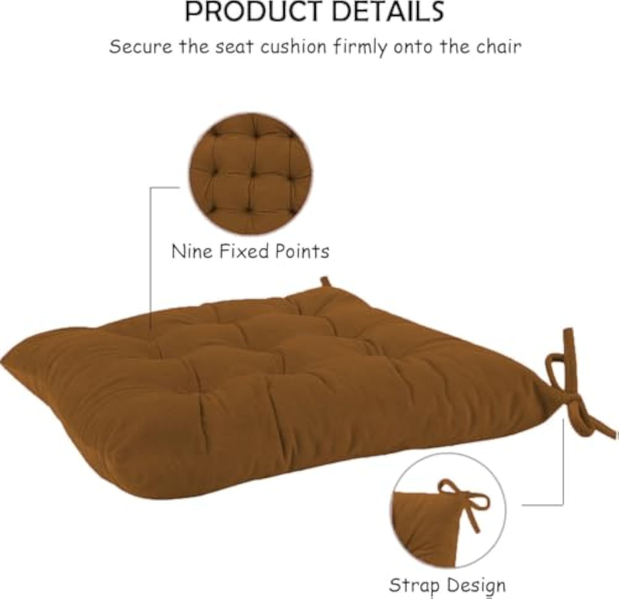 Velvet Chair Seat Cushion with Ties
