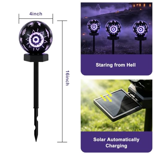 KANPONN Solar Halloween Lights Outdoor(4pcs),Halloween Decorations Outdoor, IP65 Waterproof, Decor for Garden/Yard/Patio/Lawn/Pathway - image 2