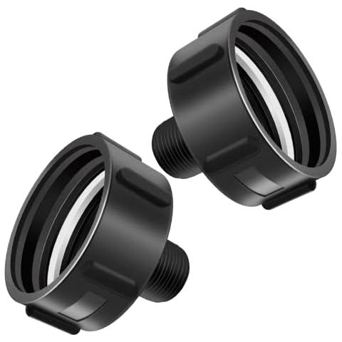 MingQiEven 2 Piece 275-330 Gallon IBC Tote Adapter Water Tank Garden Hose Fittings for 2" IBC Tote Drain Adapter and 3/4" Coarse Thread Tote Valve Cover