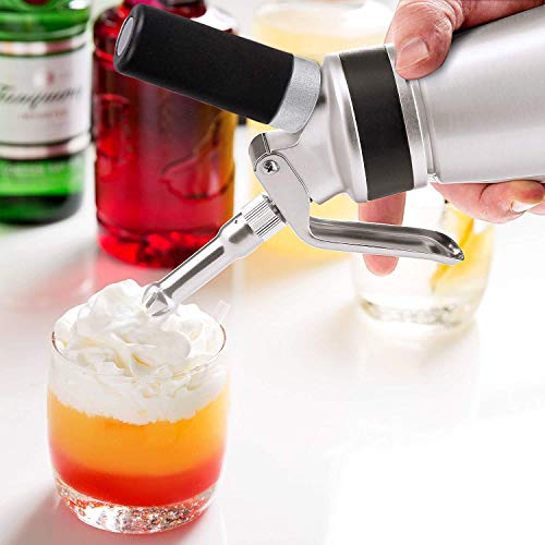 ZOEMO Profesional Whipped Cream Dispenser - Ugraded Full Metal Cream Whipper Canister, w/Durable Metal Body & Head with 3 Stainless Steel Decorating Tips (Professional Silver 500 ML) - Thumbnail 6